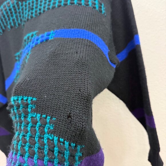 VTG Coogi Australia Pure Wool Black Knit Crewneck Pullover Sweater Mens sz Small - Picture 4 of 9